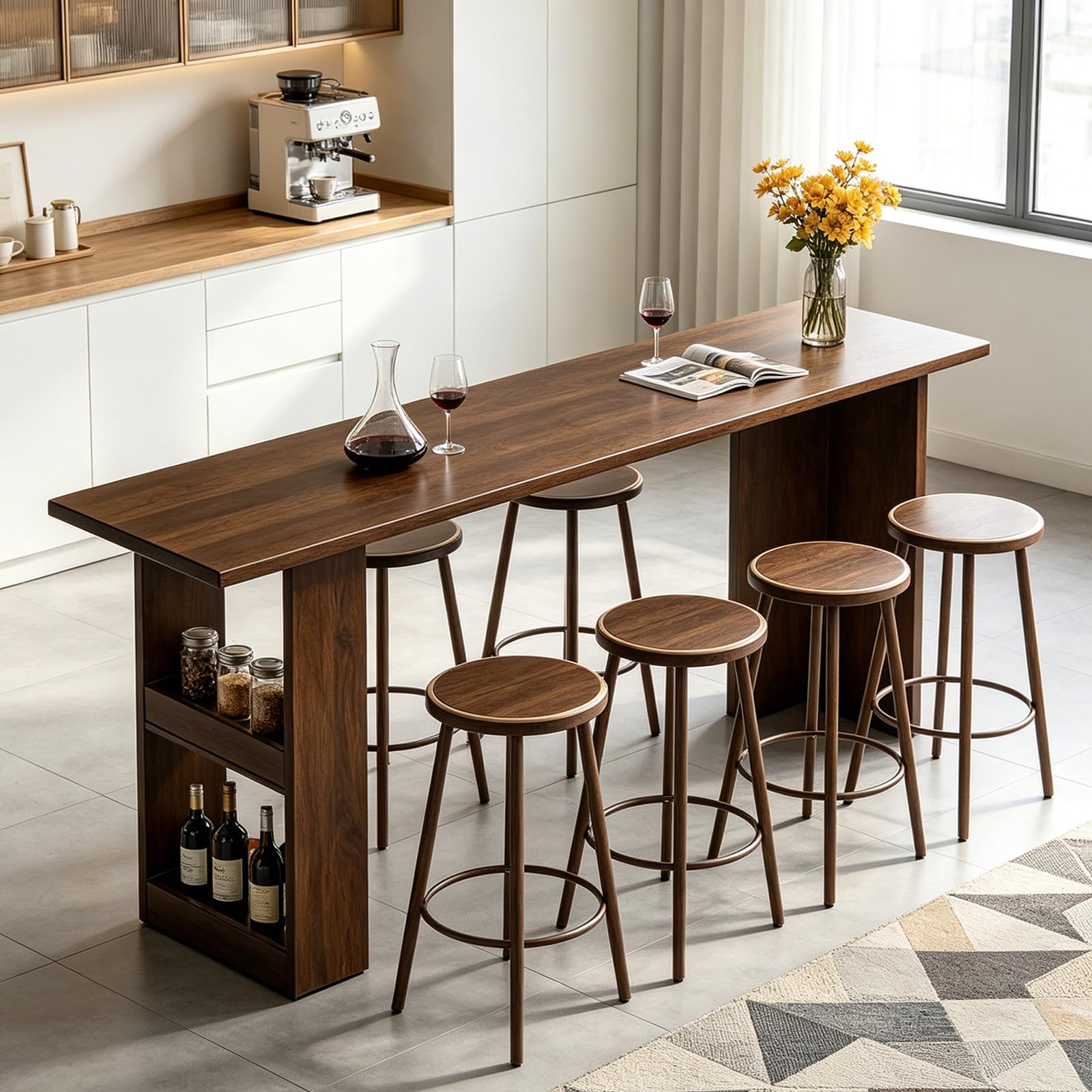 Amazon.com: AKFJOSGE Solid Wood Bar Table with Storage Shelf, 1